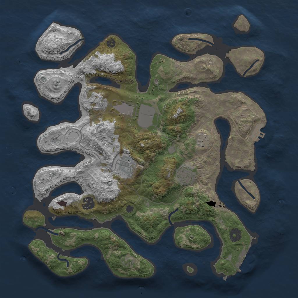Rust Map: Procedural Map, Size: 3500, Seed: 1942741607, 13 Monuments
