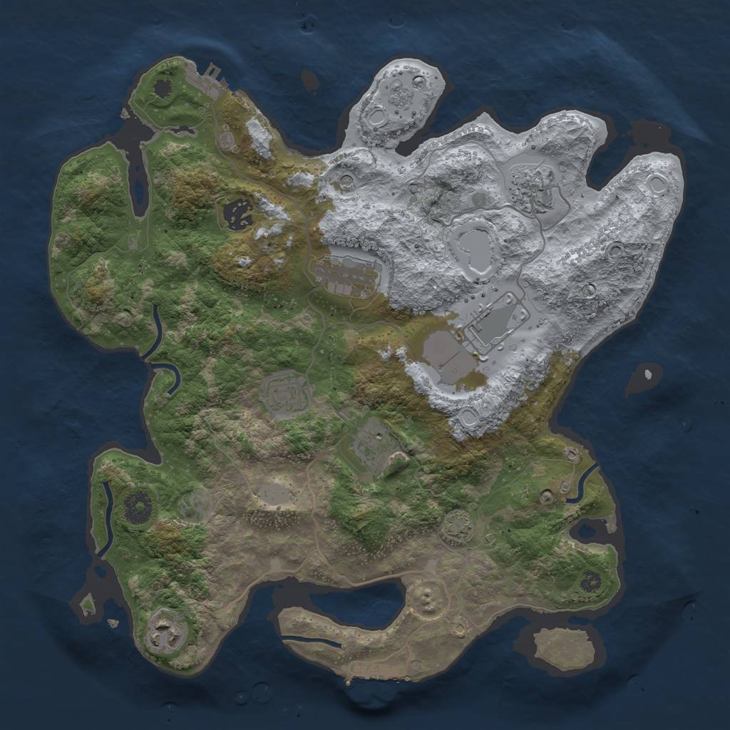 Rust Map: Procedural Map, Size: 3500, Seed: 854343, 15 Monuments