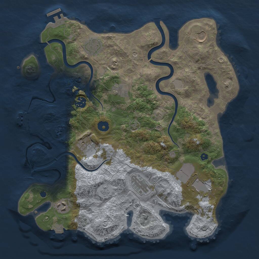Rust Map: Procedural Map, Size: 3500, Seed: 1008999503, 15 Monuments