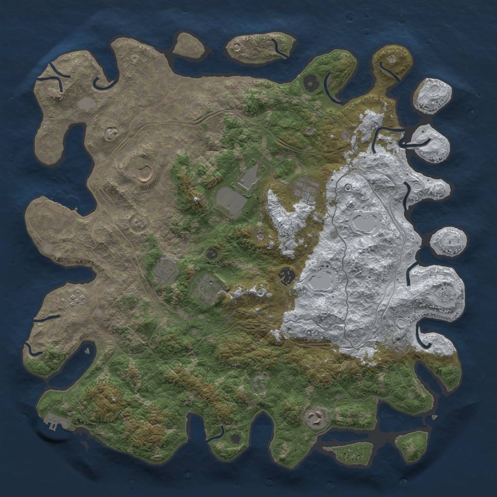 Rust Map: Procedural Map, Size: 4500, Seed: 99502, 17 Monuments