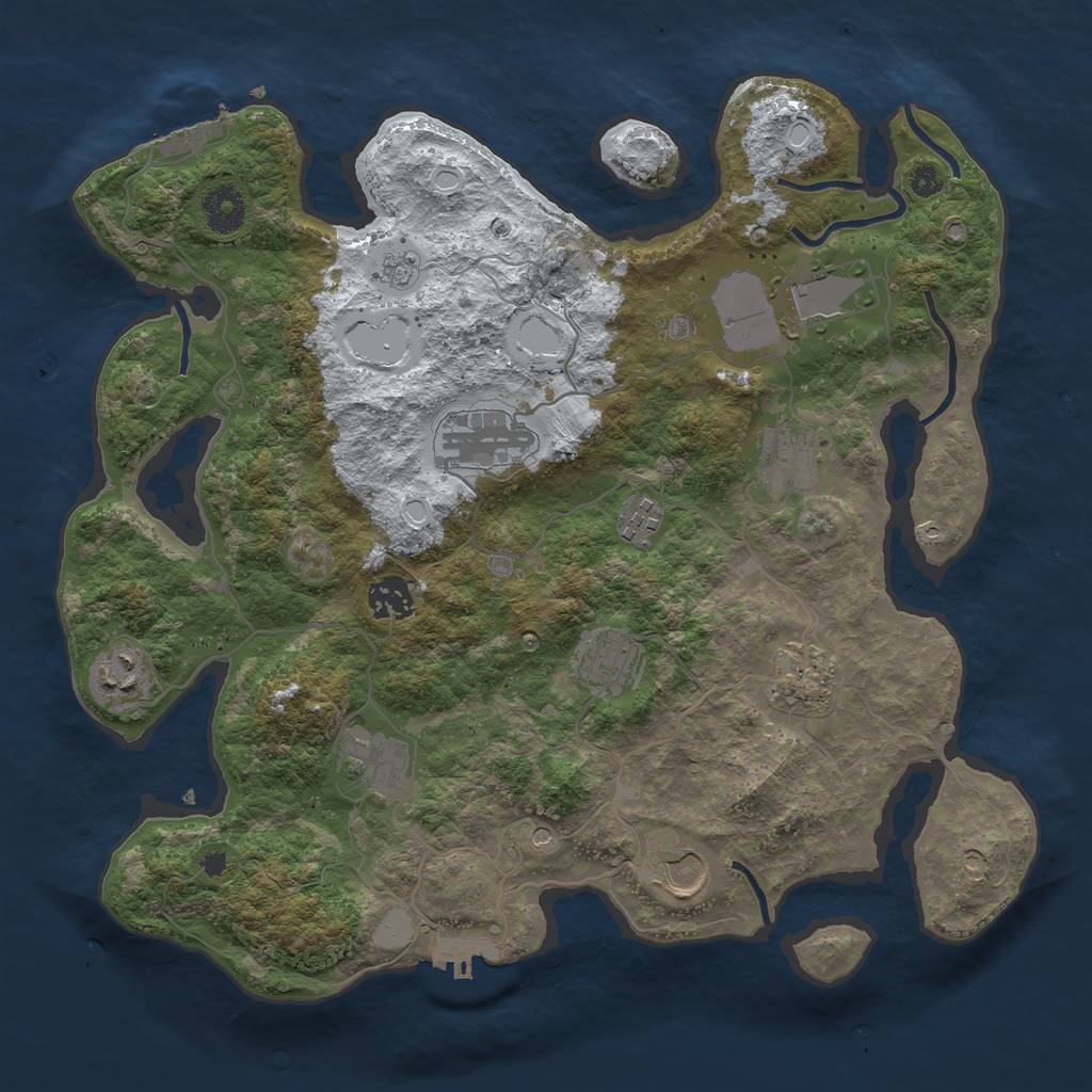 Rust Map: Procedural Map, Size: 3600, Seed: 409265336, 19 Monuments