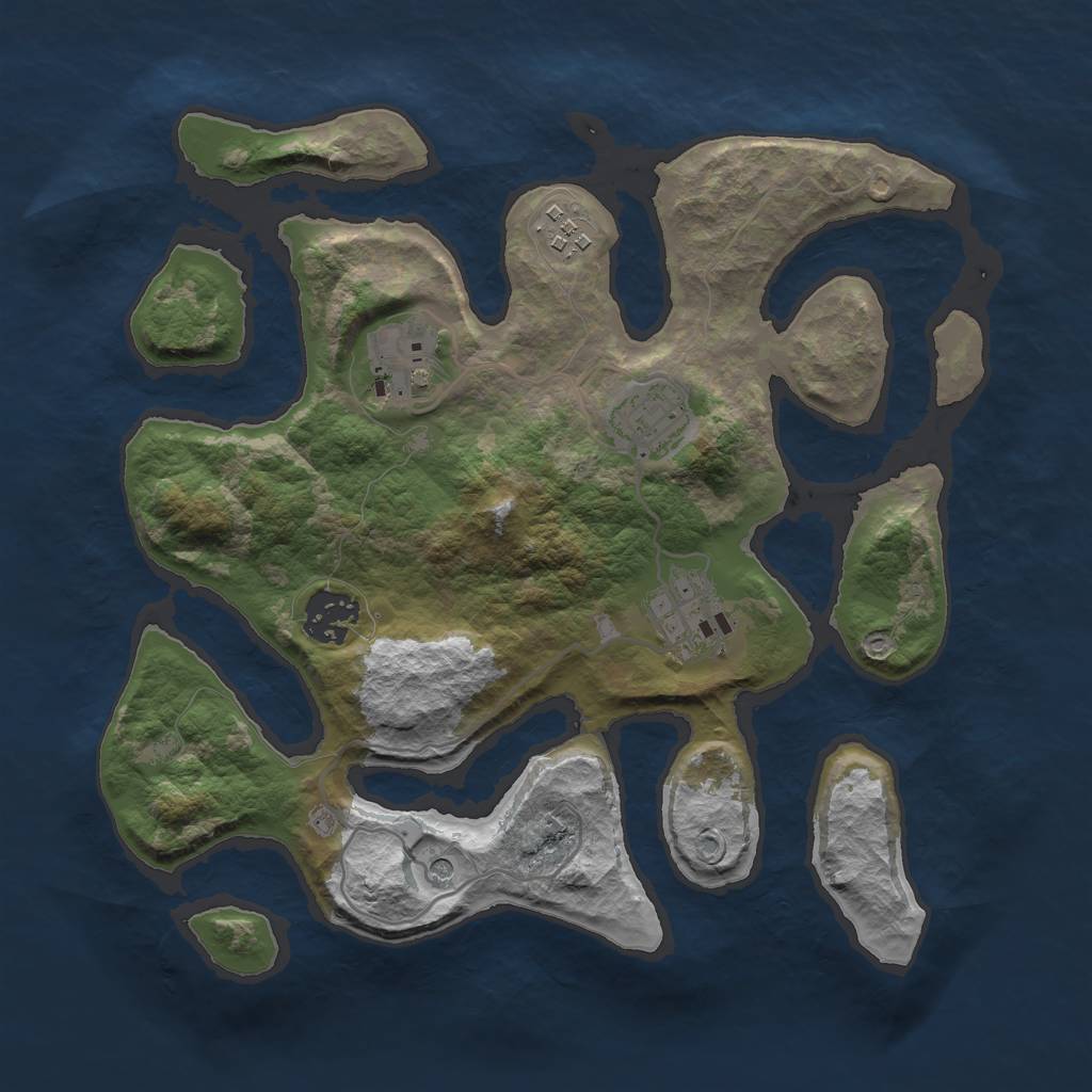 Rust Map: Barren, Size: 3000, Seed: 936548, 8 Monuments
