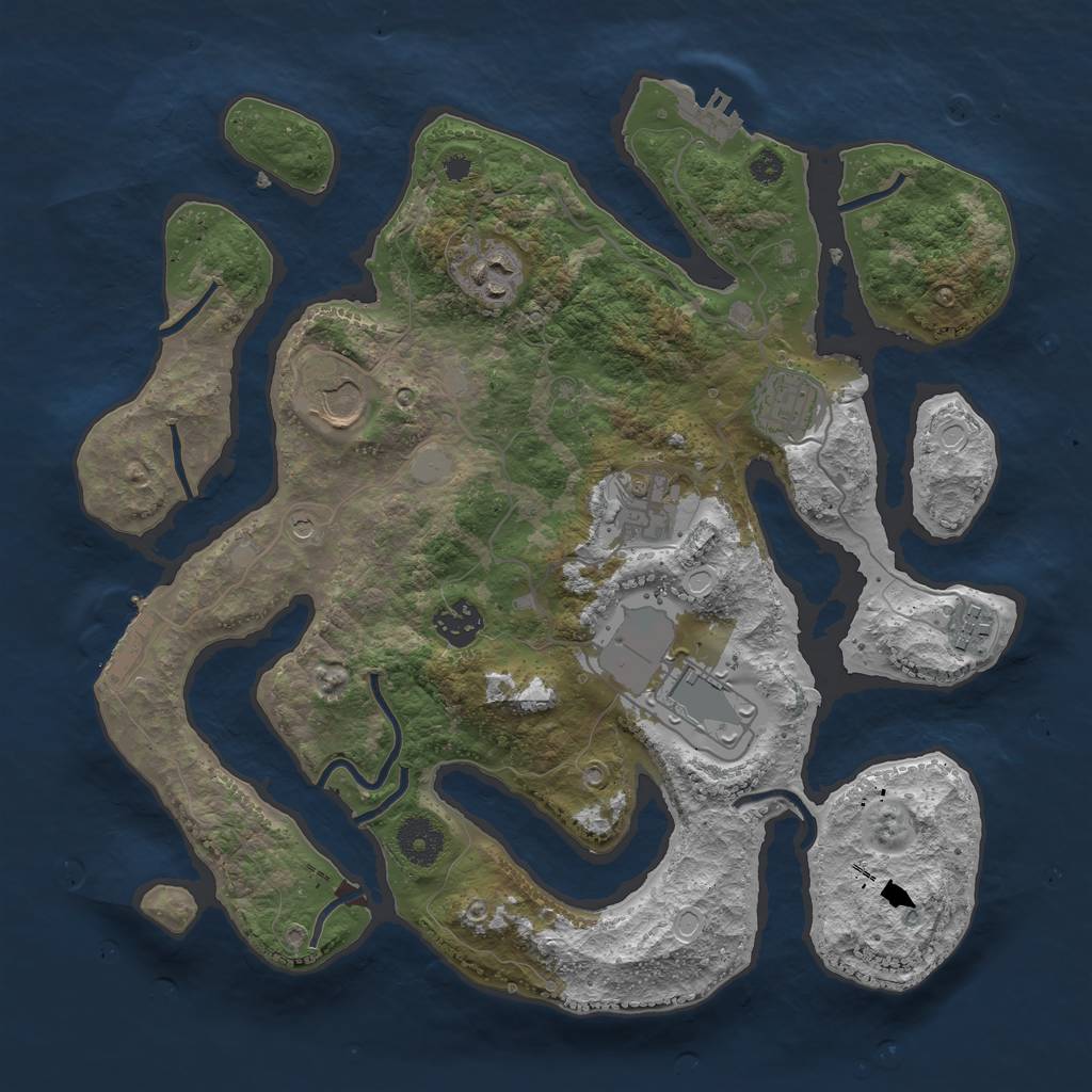 Rust Map: Procedural Map, Size: 3500, Seed: 1265468, 15 Monuments