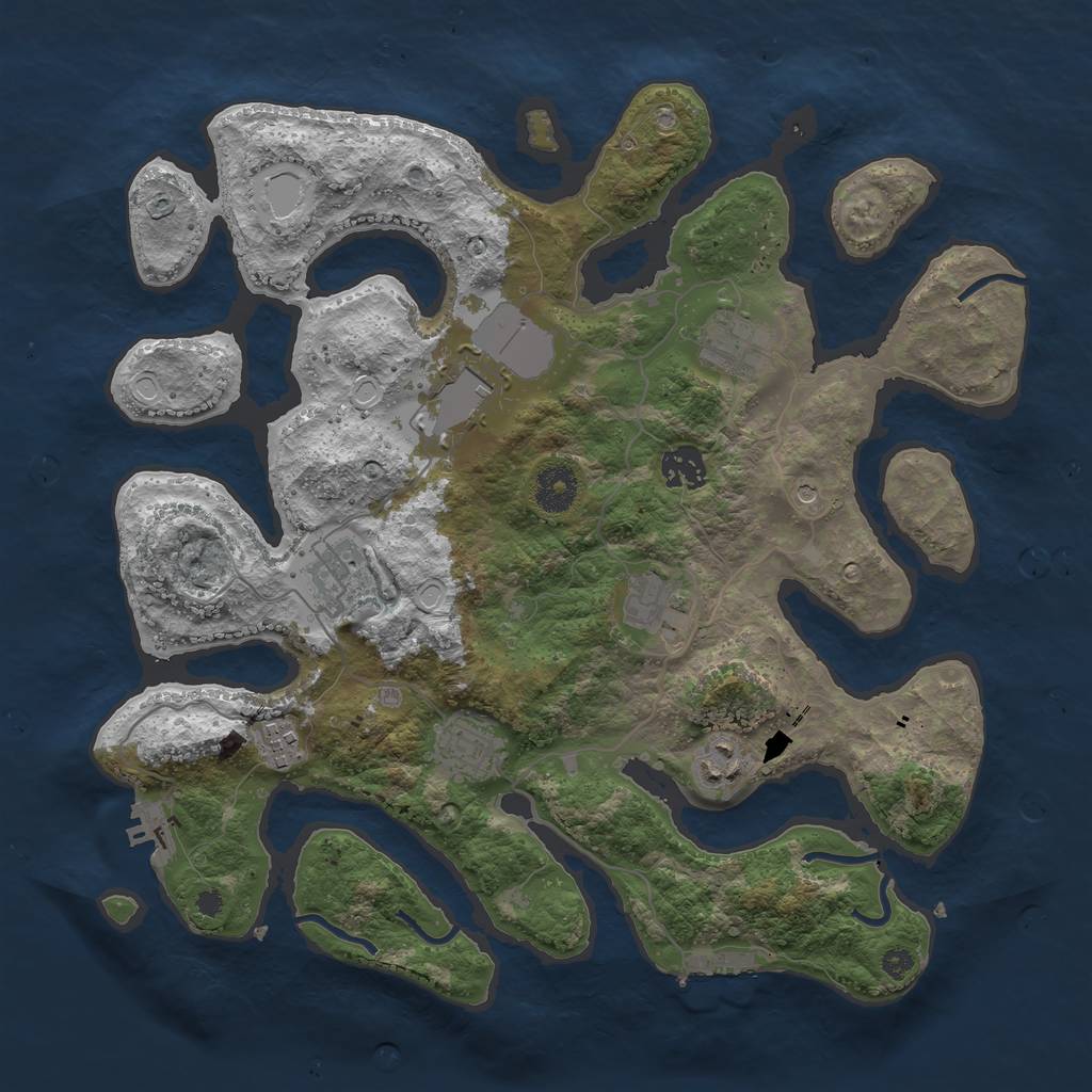Rust Map: Procedural Map, Size: 3600, Seed: 1953874801, 19 Monuments