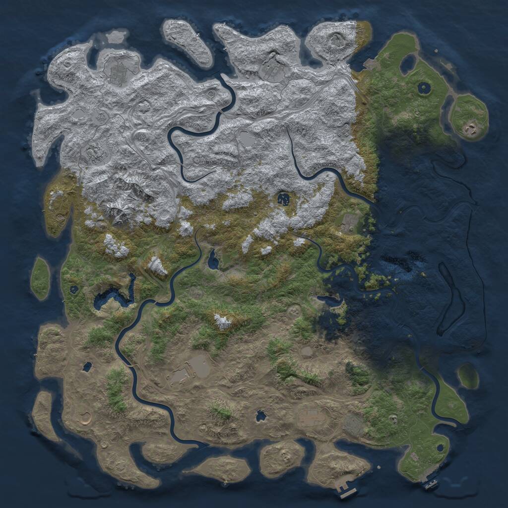 Rust Map: Procedural Map, Size: 6000, Seed: 121502740, 17 Monuments