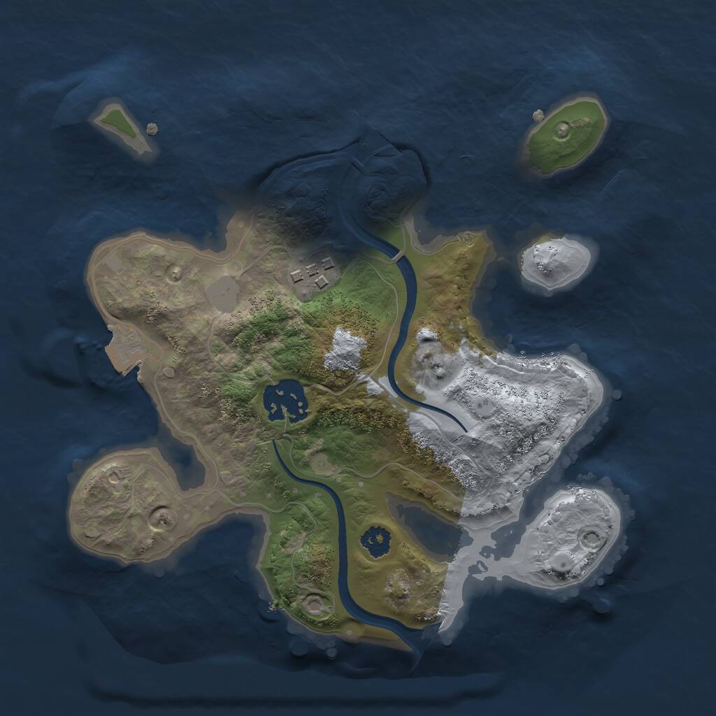 Rust Map: Procedural Map, Size: 2400, Seed: 801984, 3 Monuments