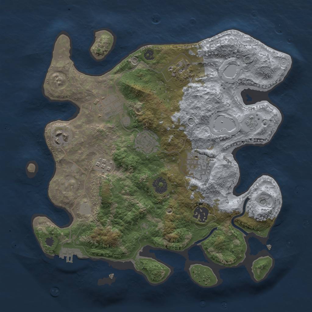 Rust Map: Procedural Map, Size: 3000, Seed: 1195427660, 13 Monuments