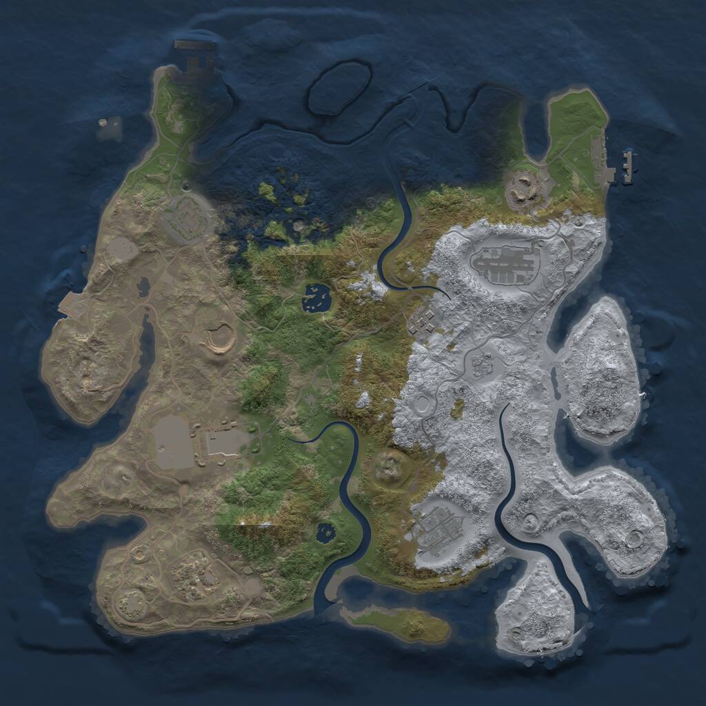 Rust Map: Procedural Map, Size: 3500, Seed: 582469008, 15 Monuments