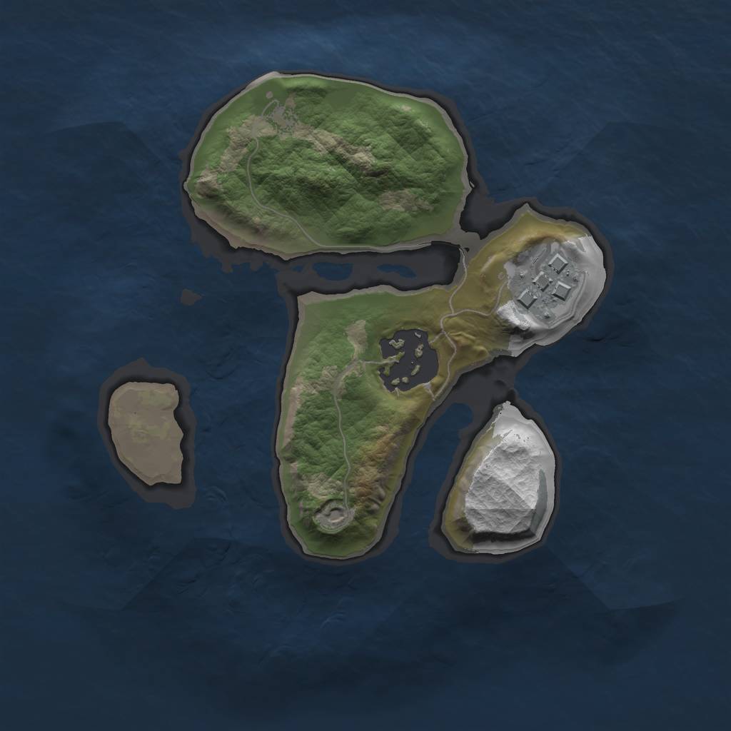 Rust Map: Barren, Size: 1750, Seed: 43564, 4 Monuments