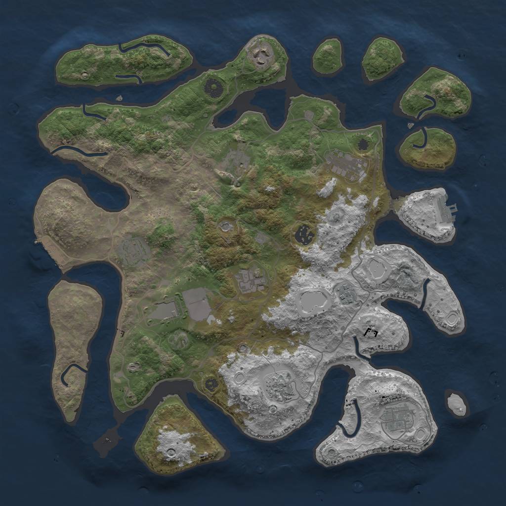 Rust Map: Procedural Map, Size: 4000, Seed: 1043, 18 Monuments