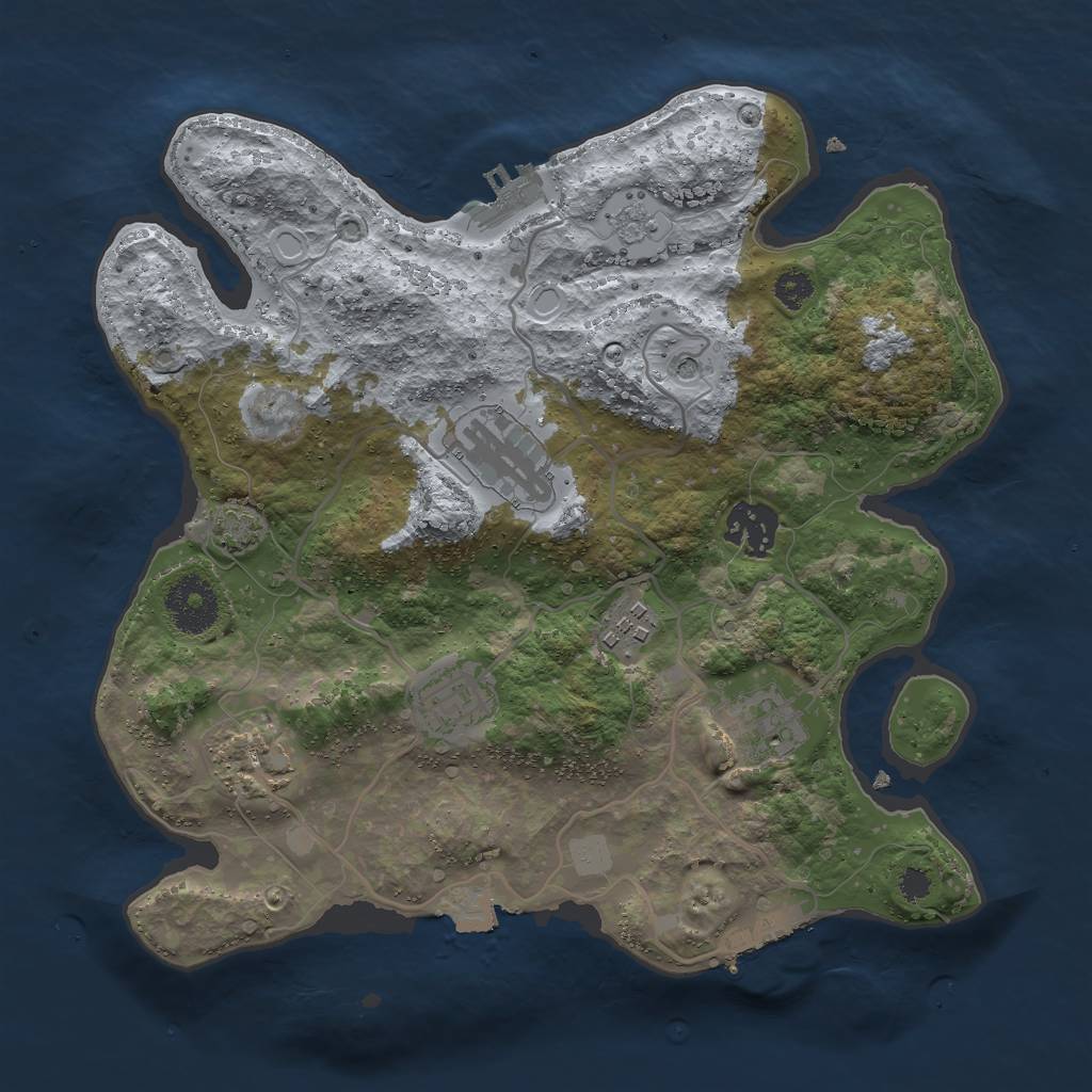 Rust Map: Procedural Map, Size: 3000, Seed: 172665, 14 Monuments