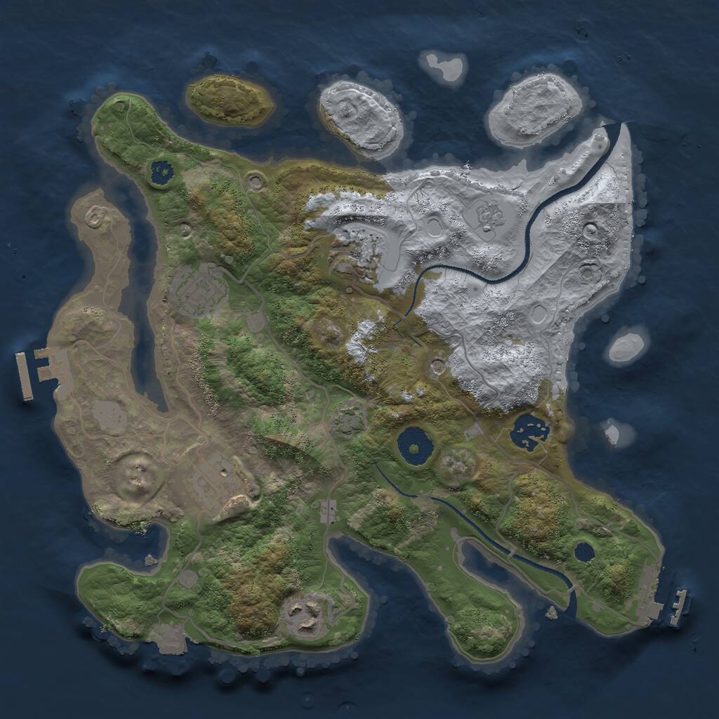 Rust Map: Procedural Map, Size: 3000, Seed: 833691, 11 Monuments