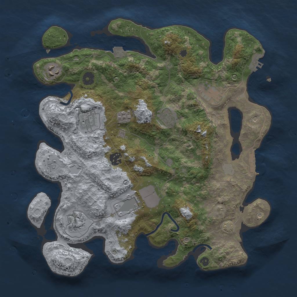 Rust Map: Procedural Map, Size: 3500, Seed: 2027111130, 16 Monuments
