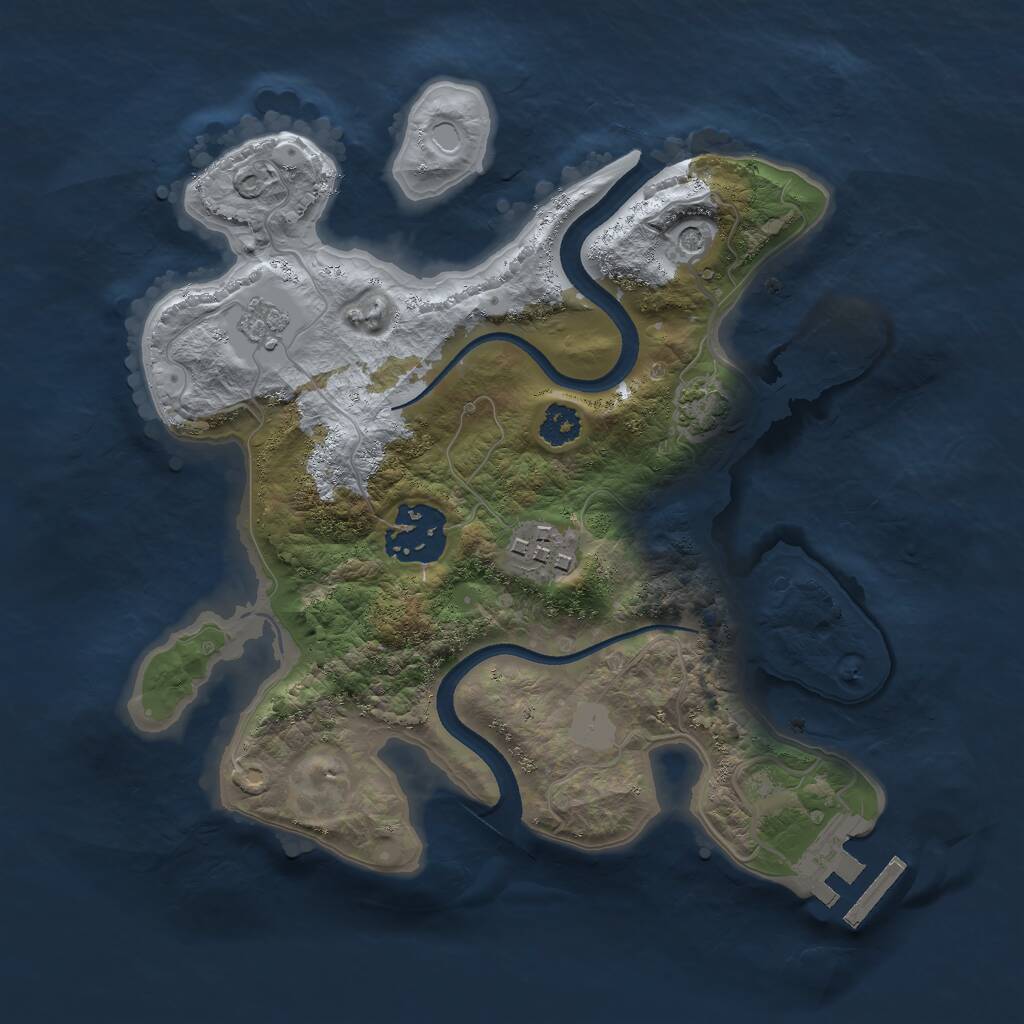 Rust Map: Procedural Map, Size: 2500, Seed: 23751, 7 Monuments