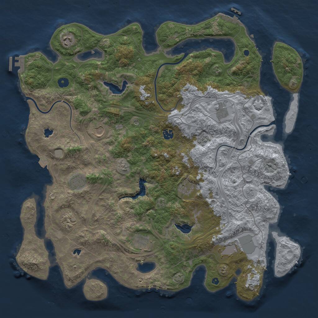 Rust Map: Procedural Map, Size: 4500, Seed: 950649879, 16 Monuments