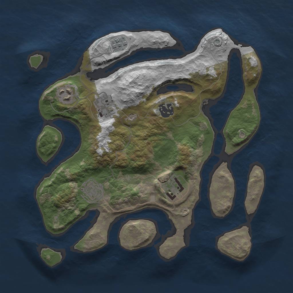 Rust Map: Barren, Size: 3000, Seed: 199940, 9 Monuments