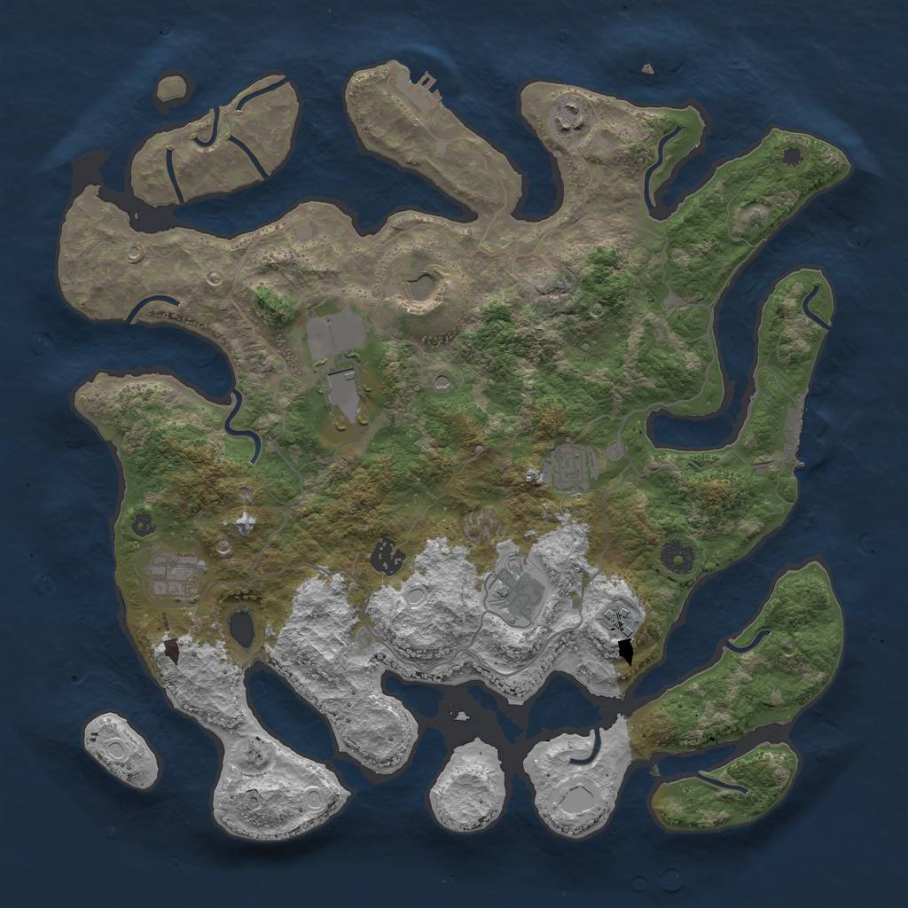 Rust Map: Procedural Map, Size: 4000, Seed: 3465127, 19 Monuments