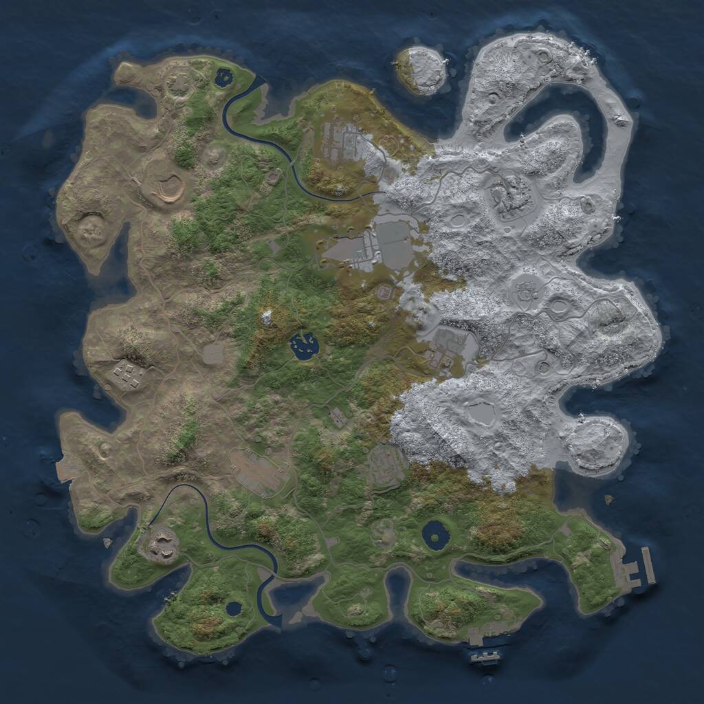 Rust Map: Procedural Map, Size: 3800, Seed: 220559980, 16 Monuments