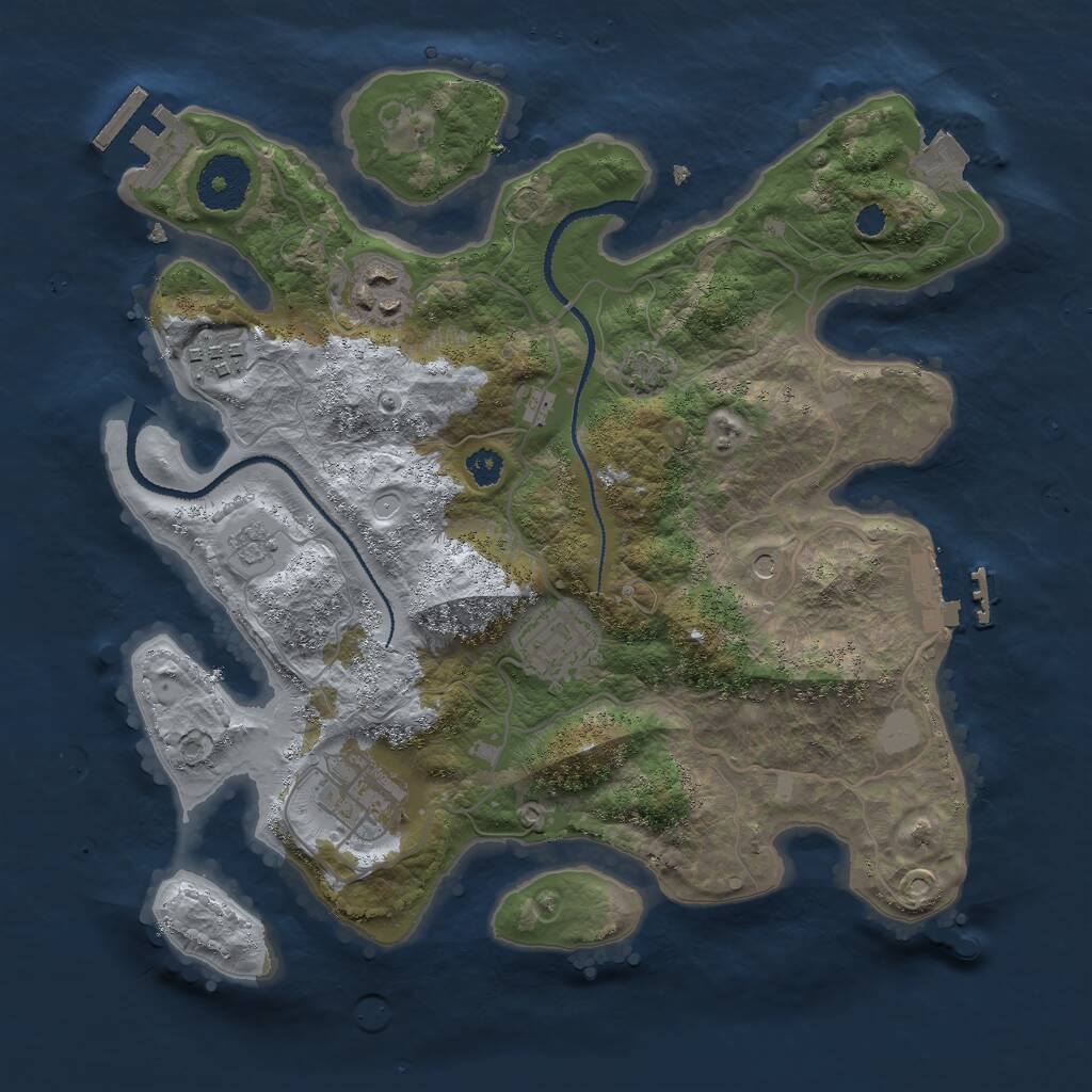 Rust Map: Procedural Map, Size: 3000, Seed: 185, 10 Monuments