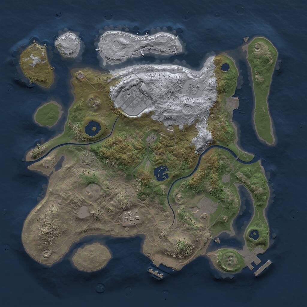 Rust Map: Procedural Map, Size: 3000, Seed: 54539, 10 Monuments