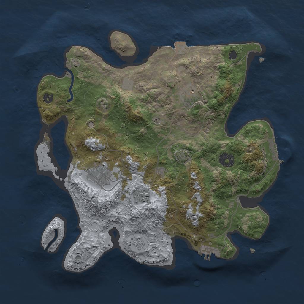 Rust Map: Procedural Map, Size: 3000, Seed: 251594, 11 Monuments