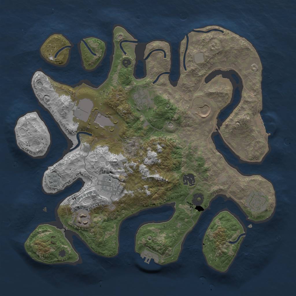 Rust Map: Procedural Map, Size: 3500, Seed: 34523354, 16 Monuments