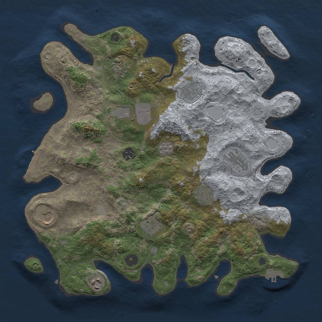 Rust Map: Procedural Map, Size: 3850, Seed: 407552513, 17 Monuments