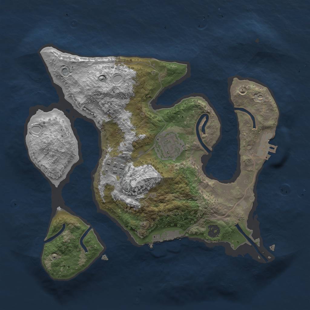 Rust Map: Procedural Map, Size: 2500, Seed: 725235518, 12 Monuments