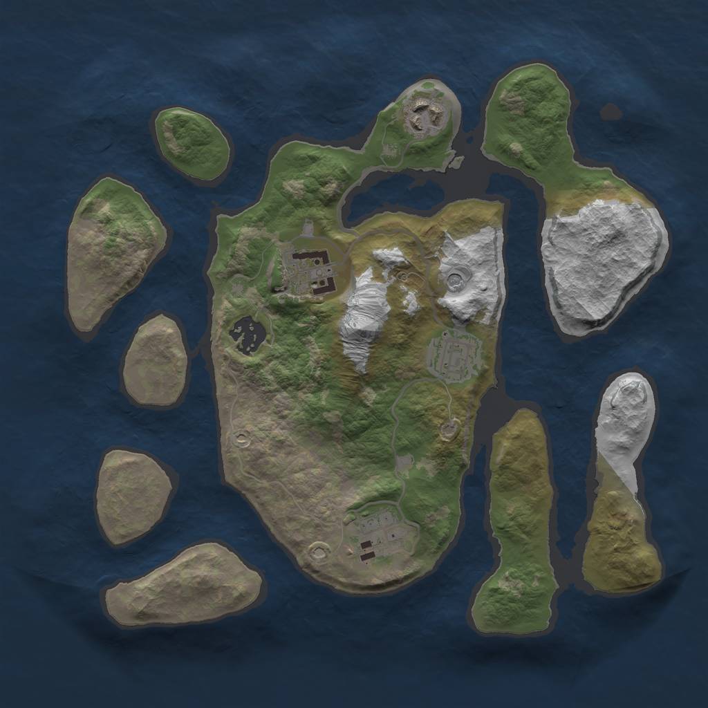 Rust Map: Barren, Size: 3000, Seed: 1534936362, 8 Monuments