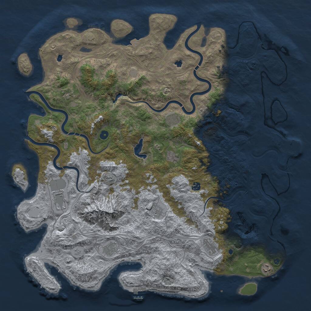 Rust Map: Procedural Map, Size: 5300, Seed: 2147483647, 16 Monuments