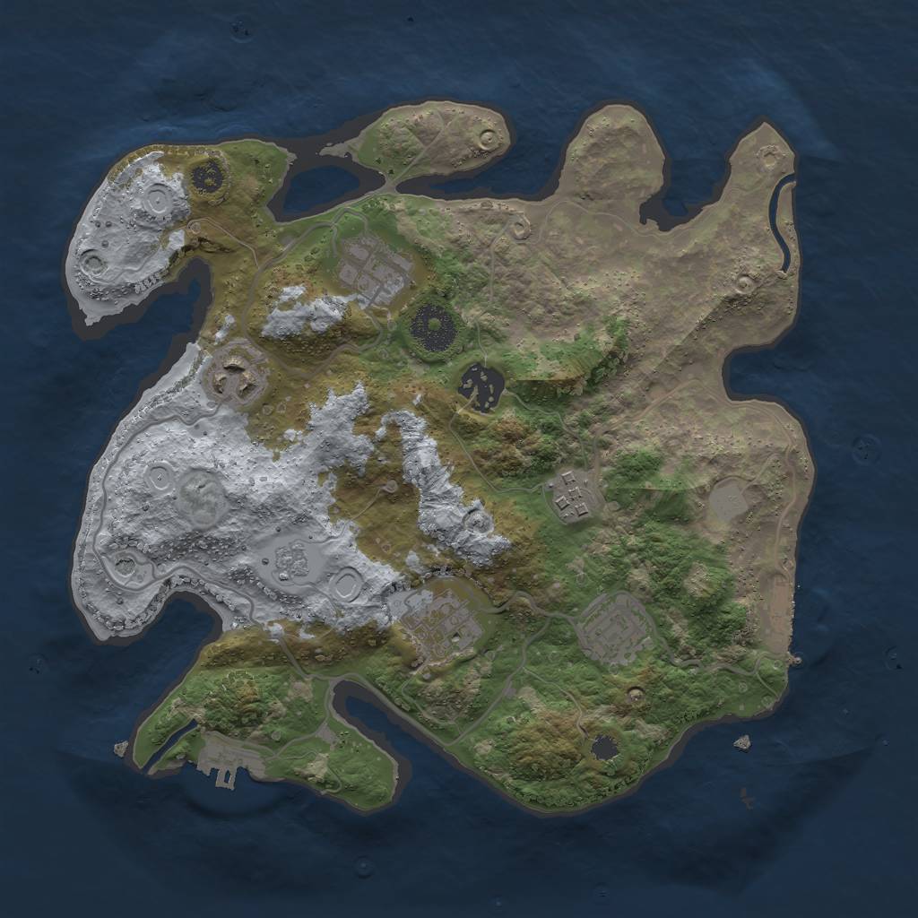 Rust Map: Procedural Map, Size: 3000, Seed: 1050435957, 13 Monuments