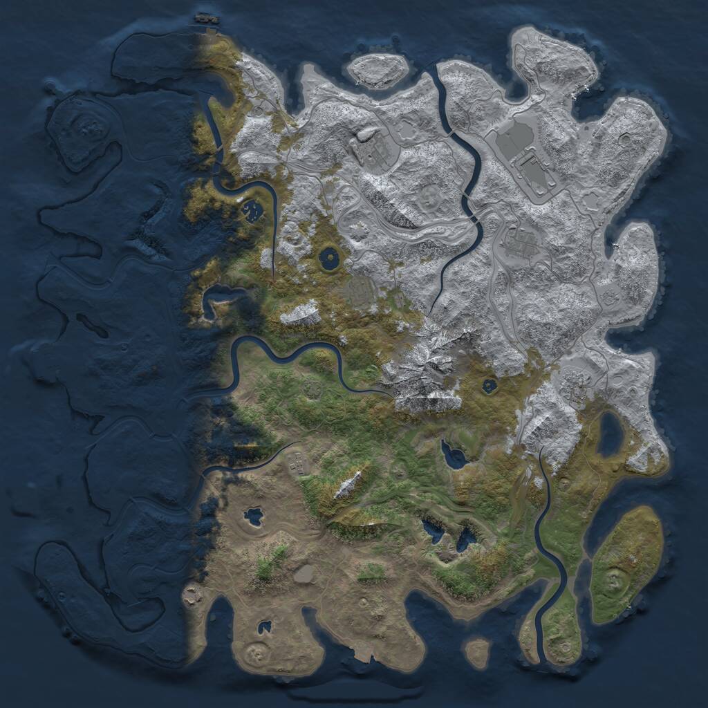 Rust Map: Procedural Map, Size: 5000, Seed: 153493, 14 Monuments