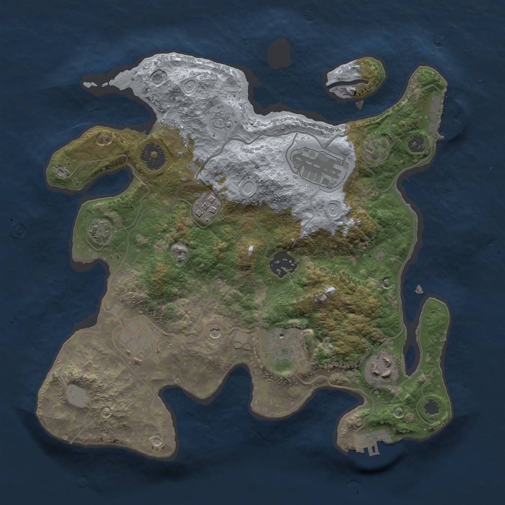 Rust Map: Procedural Map, Size: 3000, Seed: 1007128921, 14 Monuments