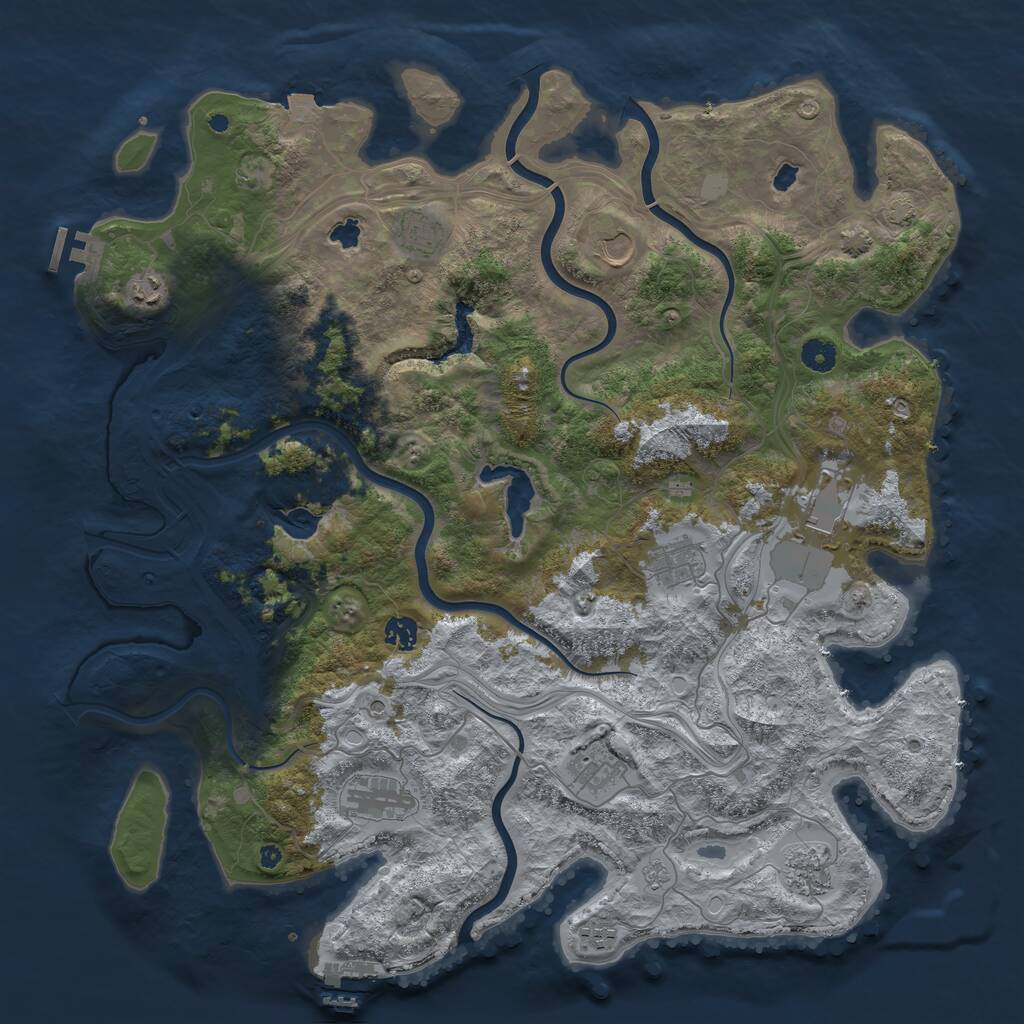 Rust Map: Procedural Map, Size: 4500, Seed: 106362199, 16 Monuments