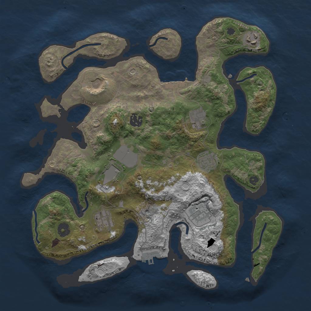 Rust Map: Procedural Map, Size: 3500, Seed: 8574235, 16 Monuments