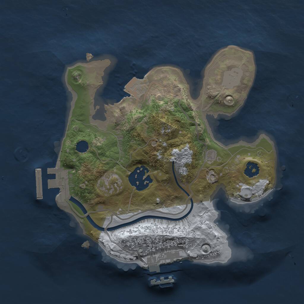 Rust Map: Procedural Map, Size: 2000, Seed: 7117, 4 Monuments