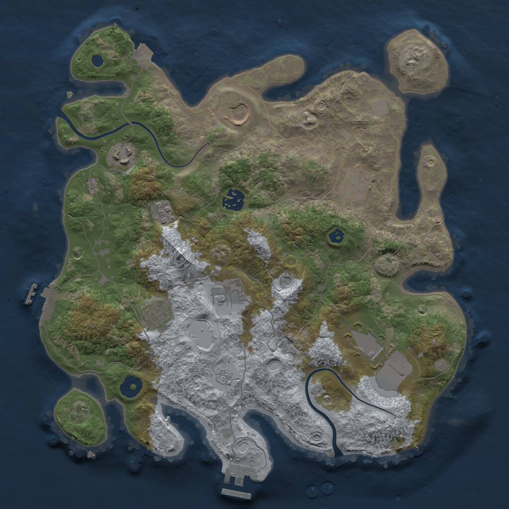 Rust Map: Procedural Map, Size: 3500, Seed: 1343910097, 14 Monuments