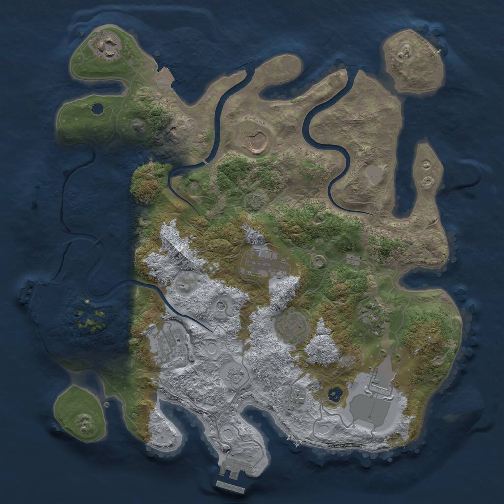 Rust Map: Procedural Map, Size: 3500, Seed: 1343910097, 14 Monuments