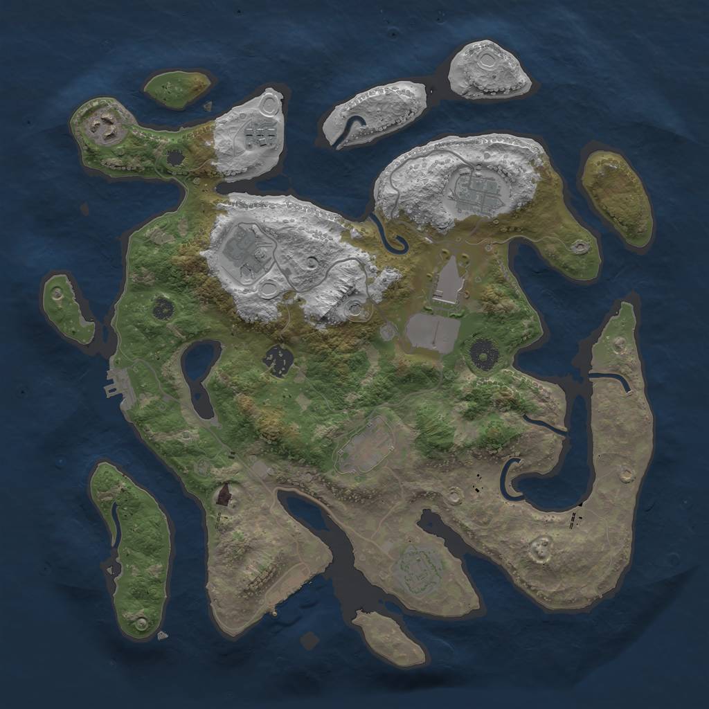 Rust Map: Procedural Map, Size: 3600, Seed: 246246, 19 Monuments