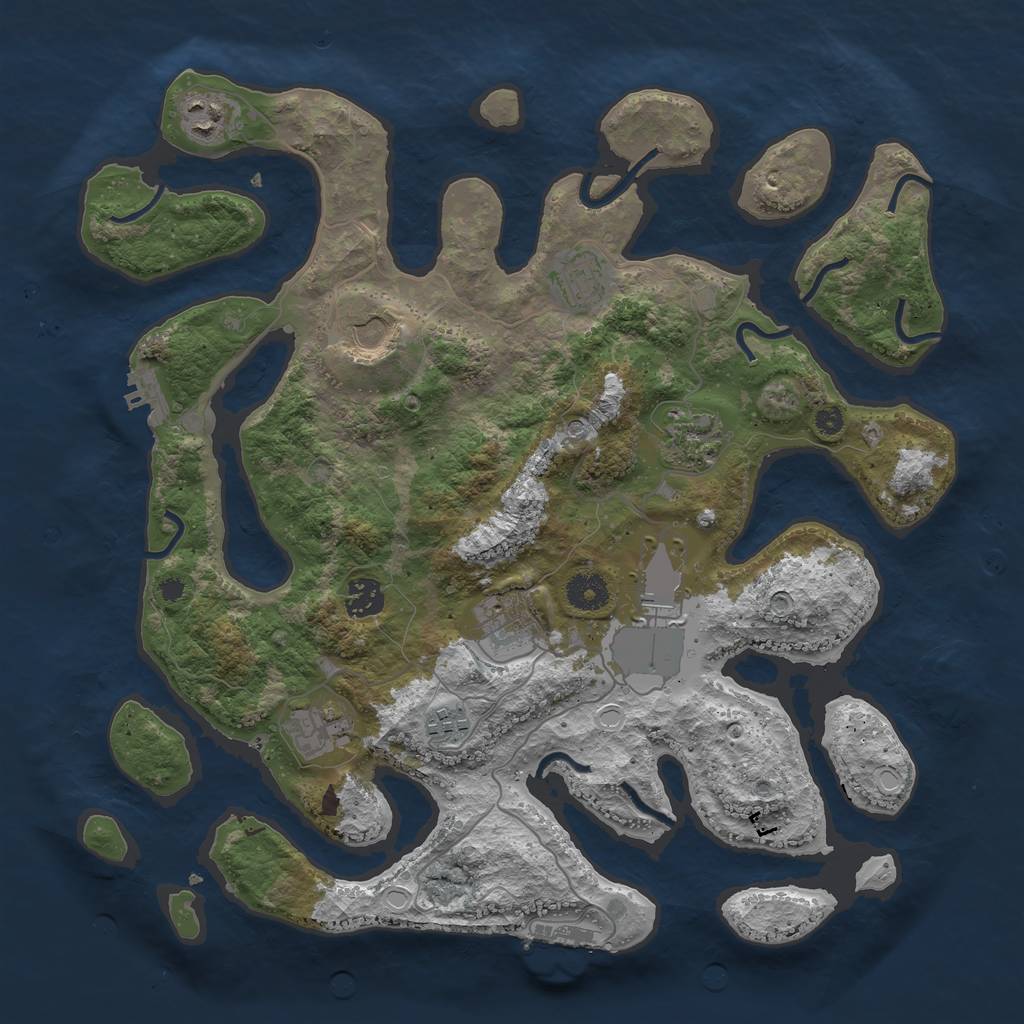 Rust Map: Procedural Map, Size: 3800, Seed: 87800422, 17 Monuments