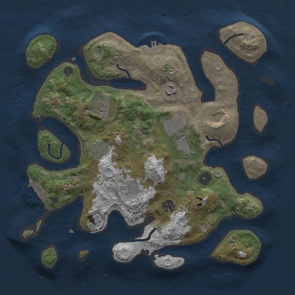 Rust Map: Procedural Map, Size: 3500, Seed: 262738, 16 Monuments