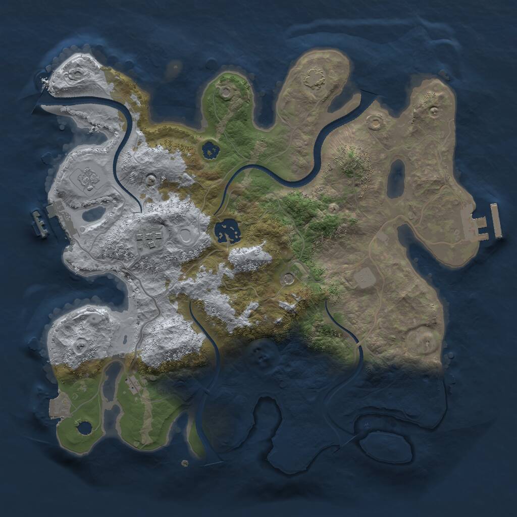 Rust Map: Procedural Map, Size: 3000, Seed: 830026, 8 Monuments