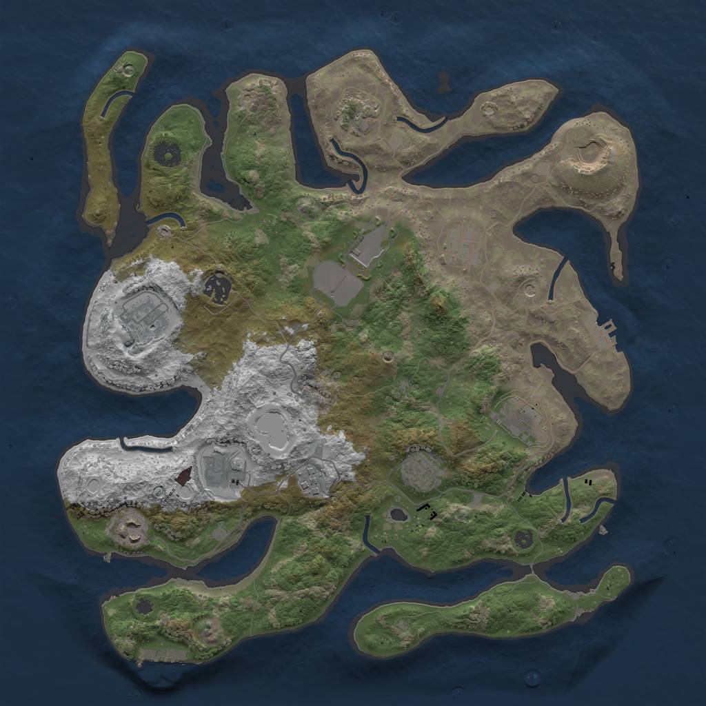 Rust Map: Procedural Map, Size: 3850, Seed: 1444430165, 22 Monuments