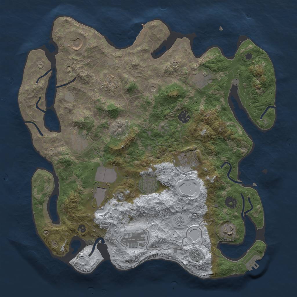 Rust Map: Procedural Map, Size: 3700, Seed: 464755765, 20 Monuments