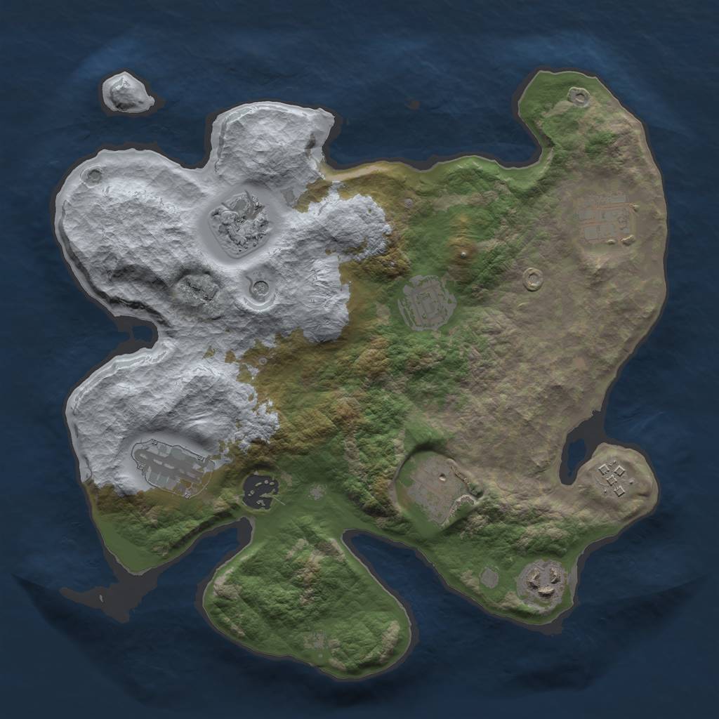 Rust Map: Barren, Size: 3000, Seed: 895289, 11 Monuments