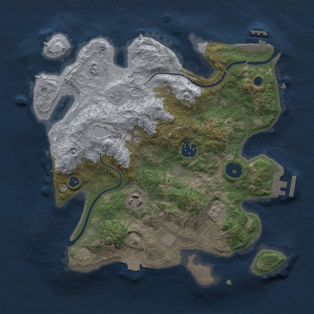 Rust Map: Procedural Map, Size: 3000, Seed: 1390481795, 9 Monuments