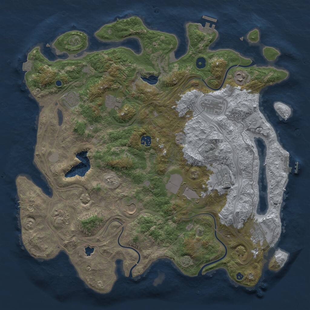 Rust Map: Procedural Map, Size: 4300, Seed: 763434519, 17 Monuments