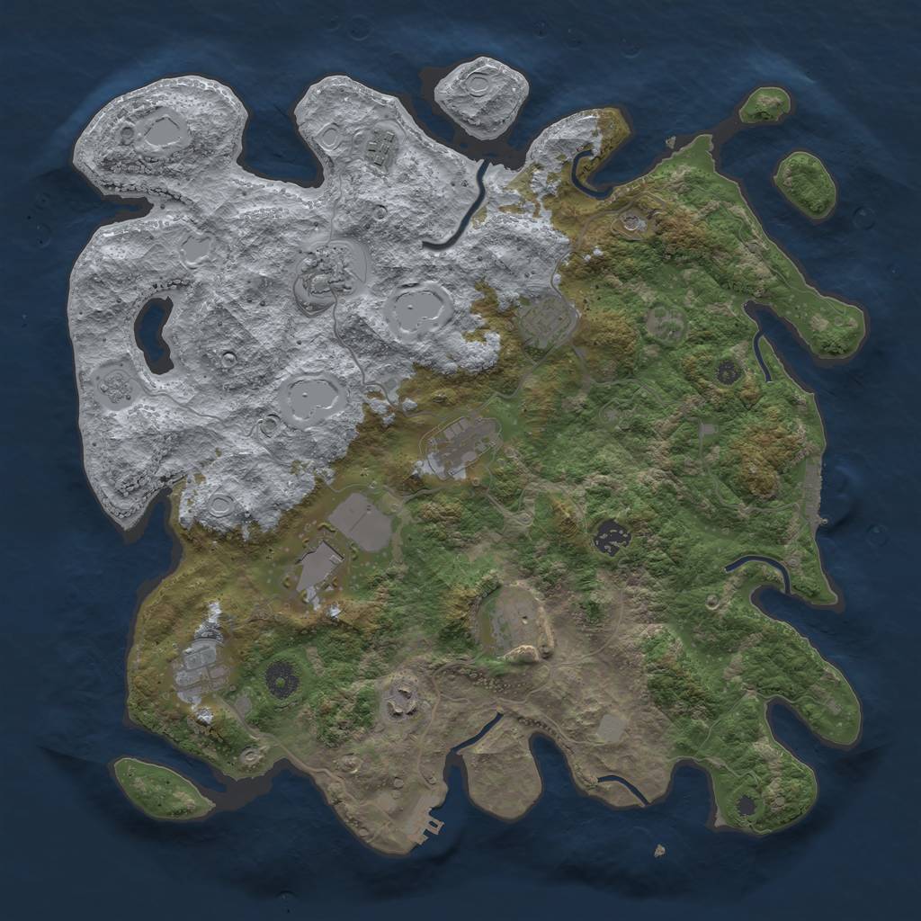 Rust Map: Procedural Map, Size: 3950, Seed: 1161678834, 16 Monuments