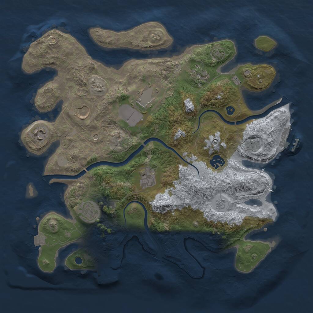 Rust Map: Procedural Map, Size: 3500, Seed: 168468, 14 Monuments