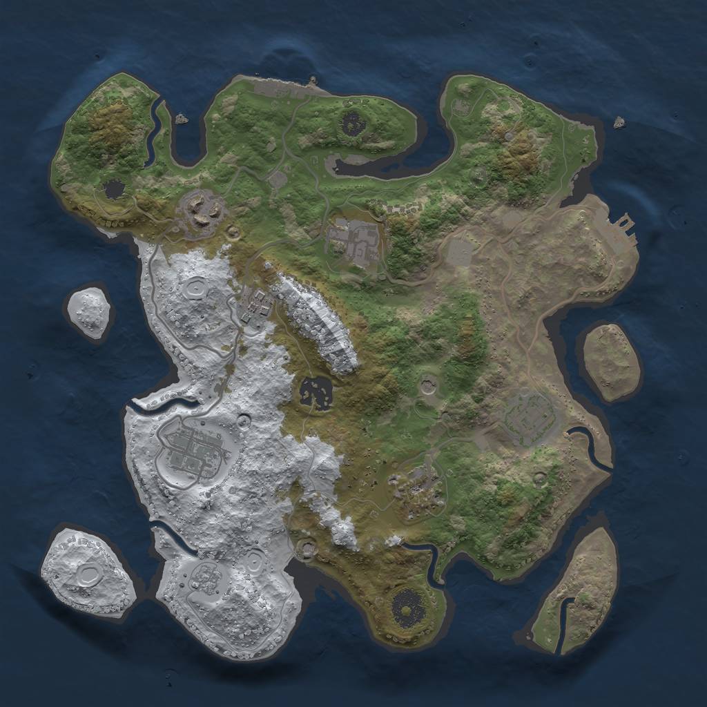 Rust Map: Procedural Map, Size: 3000, Seed: 1031013870, 16 Monuments